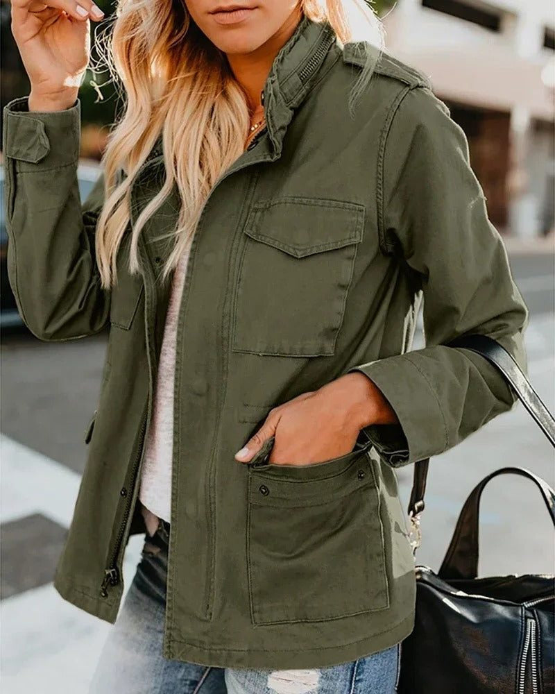 Übergangsjacke mit Stehkragen und Brusttaschen für Damen