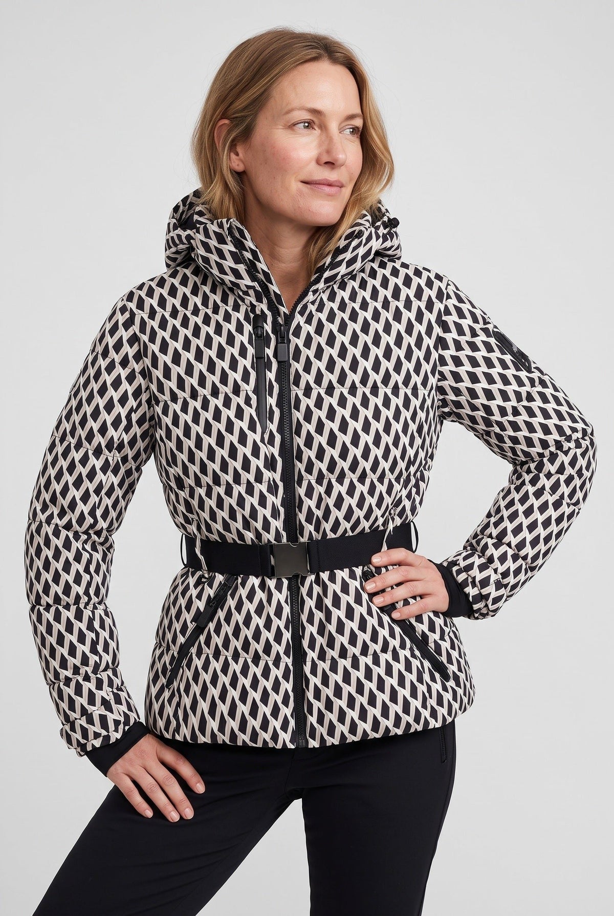 Belted Glossy Puffer Jacket - White