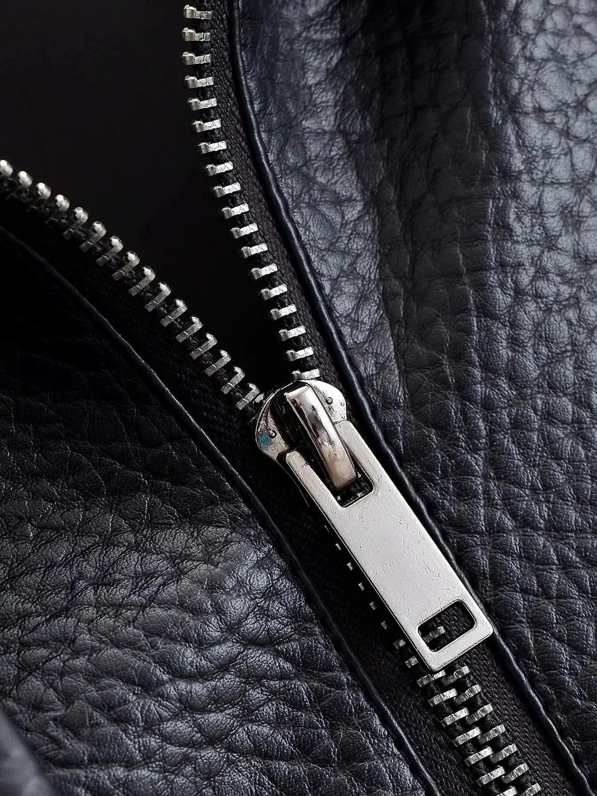 Faux Leather Funnel-Neck Jacket with Gathered Hem - Black