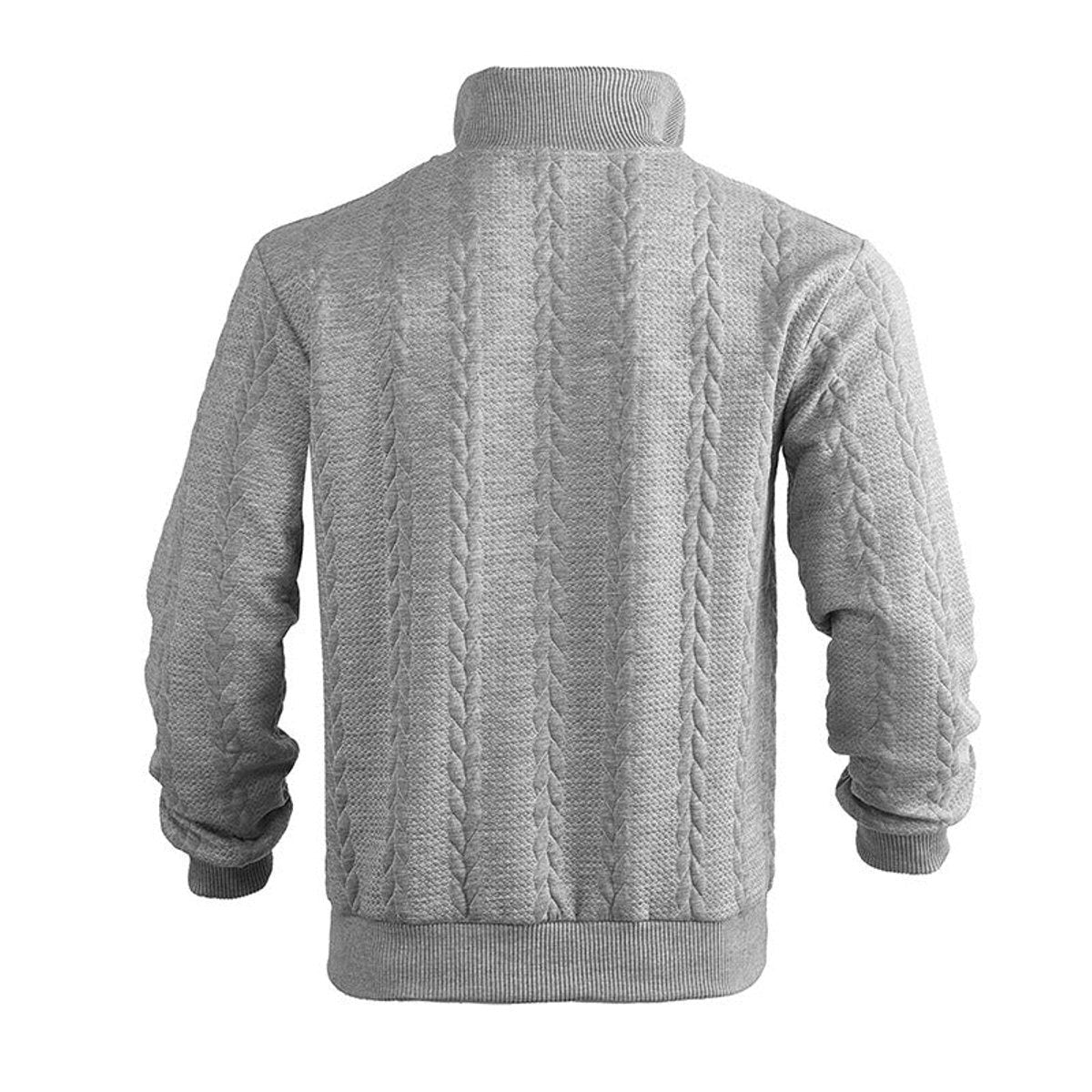 Cable-Panel Quarter-Zip Jumper - Grey Marbled