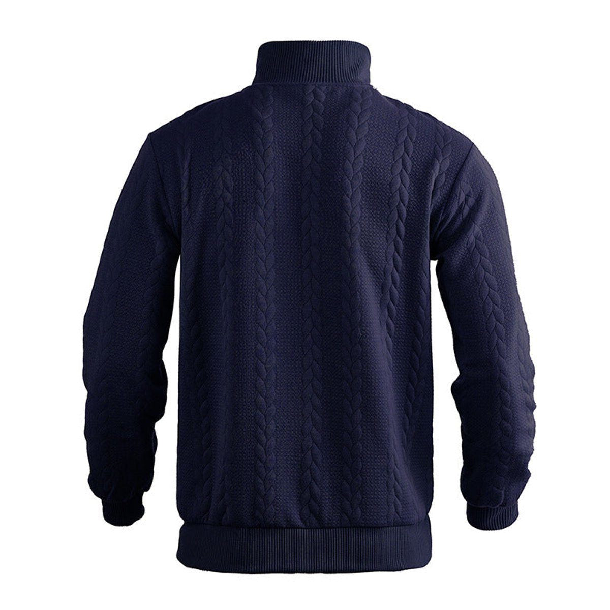 Cable-Panel Quarter-Zip Jumper - Navy Blue