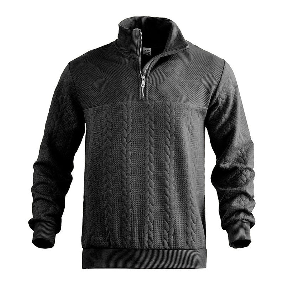 Cable-Panel Quarter-Zip Jumper - Black