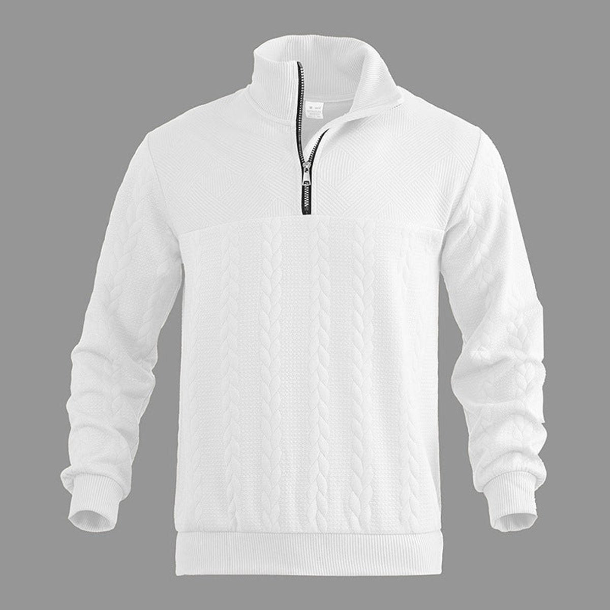 Cable-Panel Quarter-Zip Jumper - White