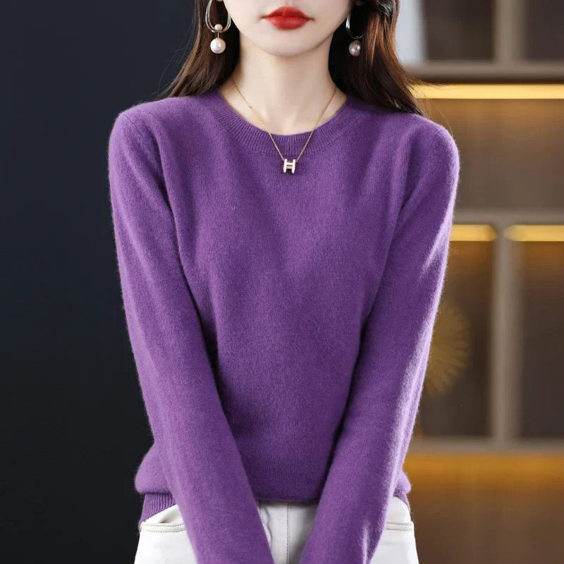 Kaschmirpullover mit Rundhals und Langarm für Damen