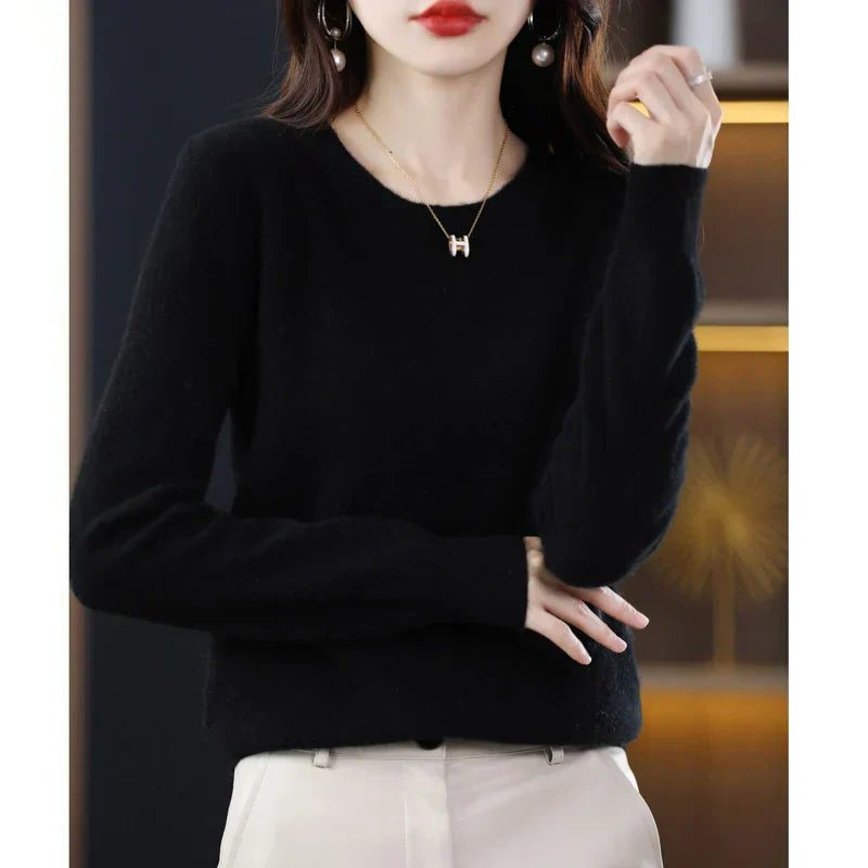 Kaschmirpullover mit Rundhals und Langarm für Damen