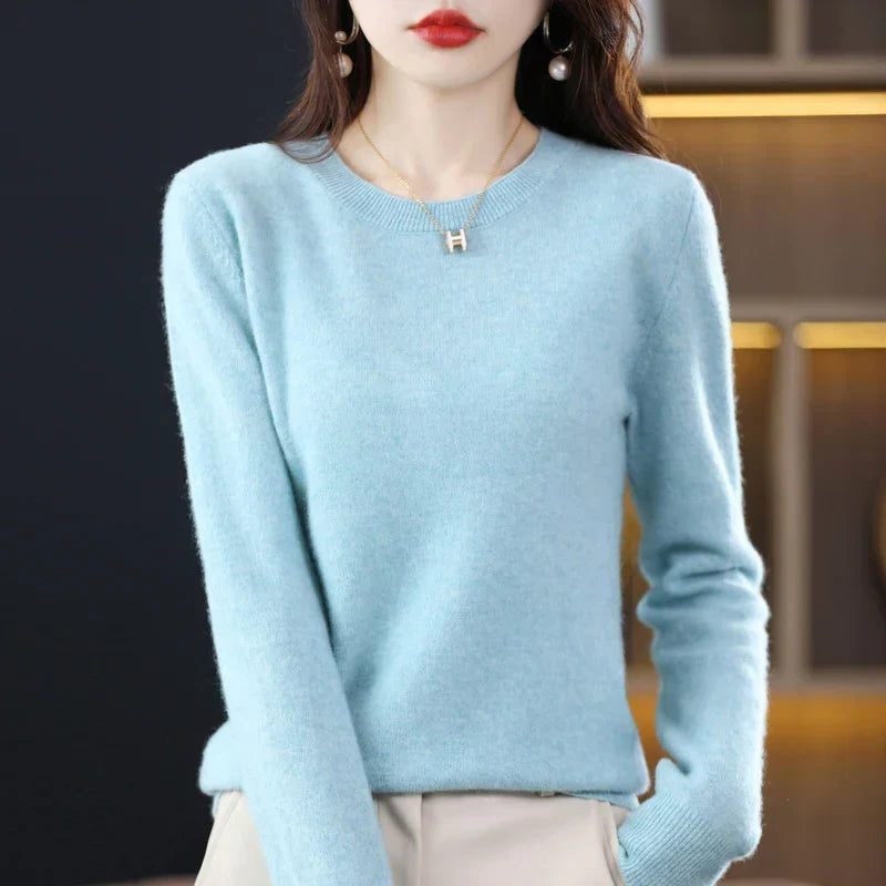 Kaschmirpullover mit Rundhals und Langarm für Damen