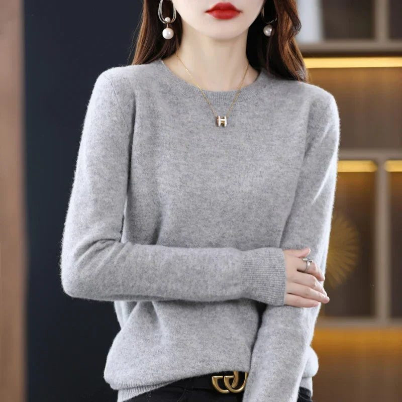 Kaschmirpullover mit Rundhals und Langarm für Damen