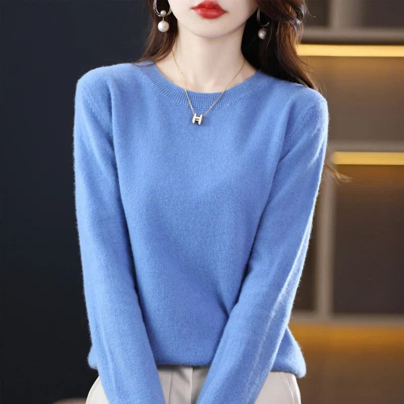 Kaschmirpullover mit Rundhals und Langarm für Damen