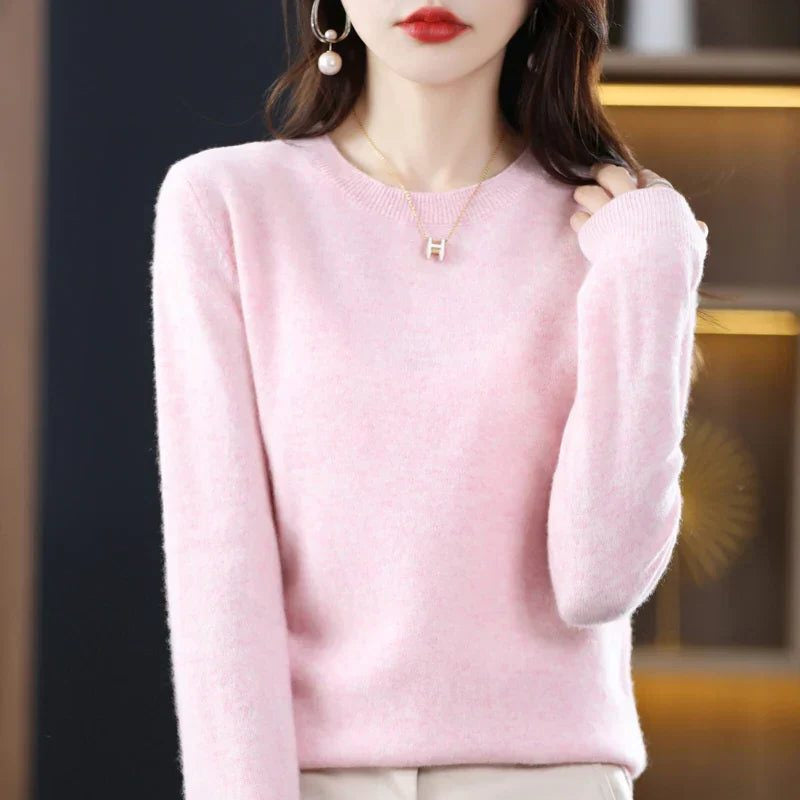 Kaschmirpullover mit Rundhals und Langarm für Damen