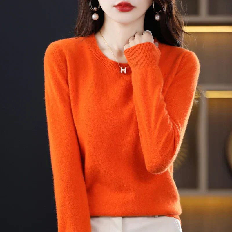 Kaschmirpullover mit Rundhals und Langarm für Damen