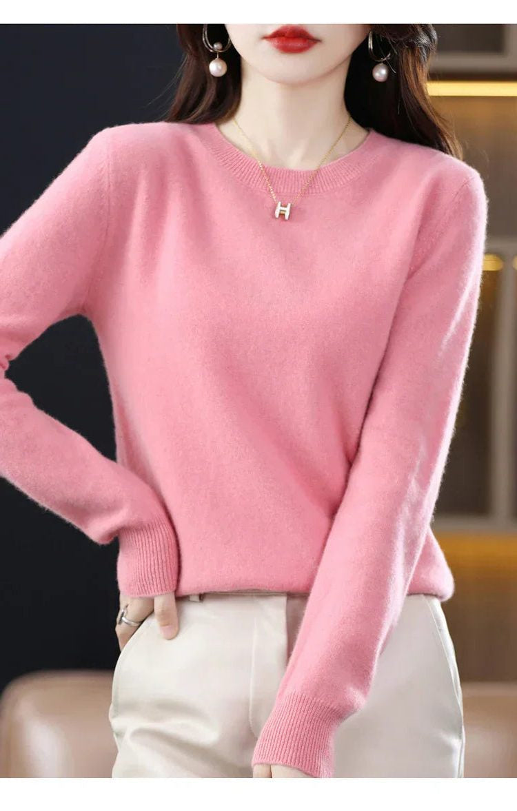 Kaschmirpullover mit Rundhals und Langarm für Damen