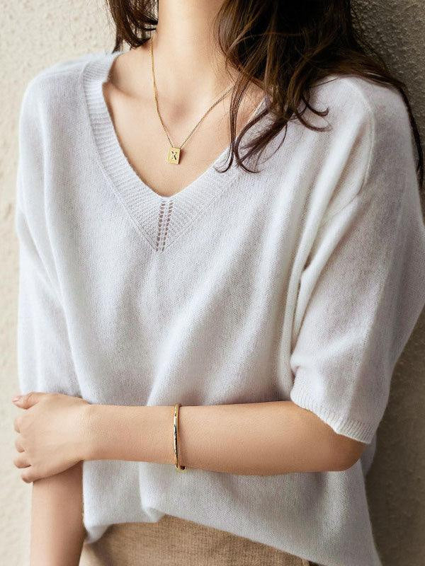 Kaschmirpullover mit V-Ausschnitt für Damen