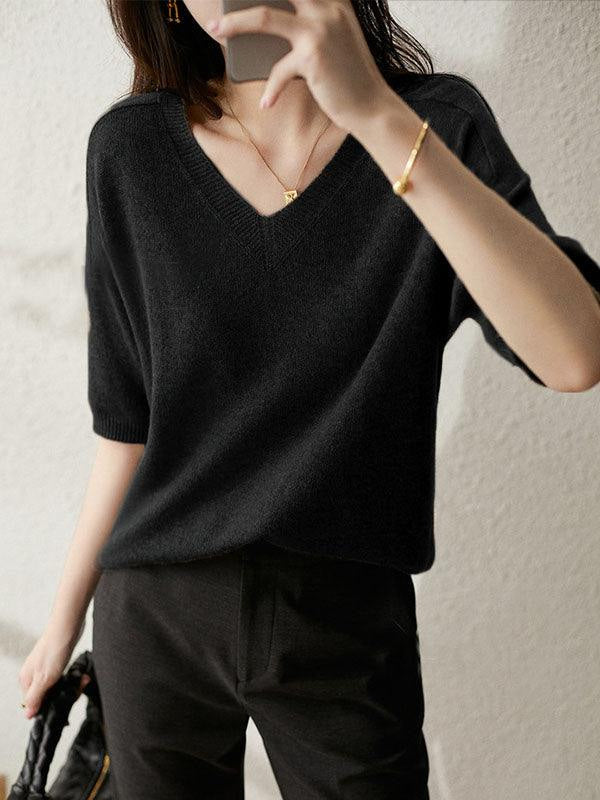 Kaschmirpullover mit V-Ausschnitt für Damen