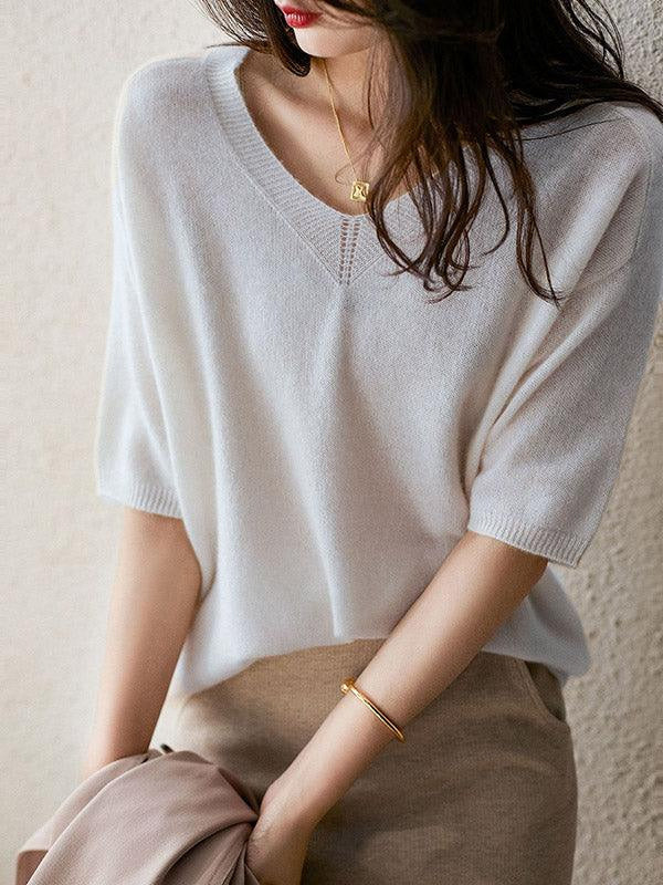 Kaschmirpullover mit V-Ausschnitt für Damen