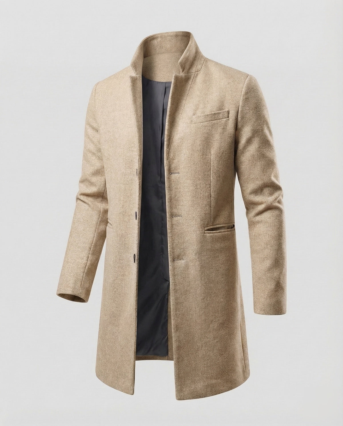 Kurzmantel mit Struktur und einreihigem Verschluss für Herren - Beige