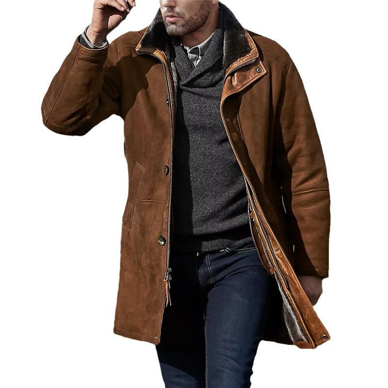 Wintermantel mit Kunstlammfell und Zweiwege-Reißverschluss für Herren