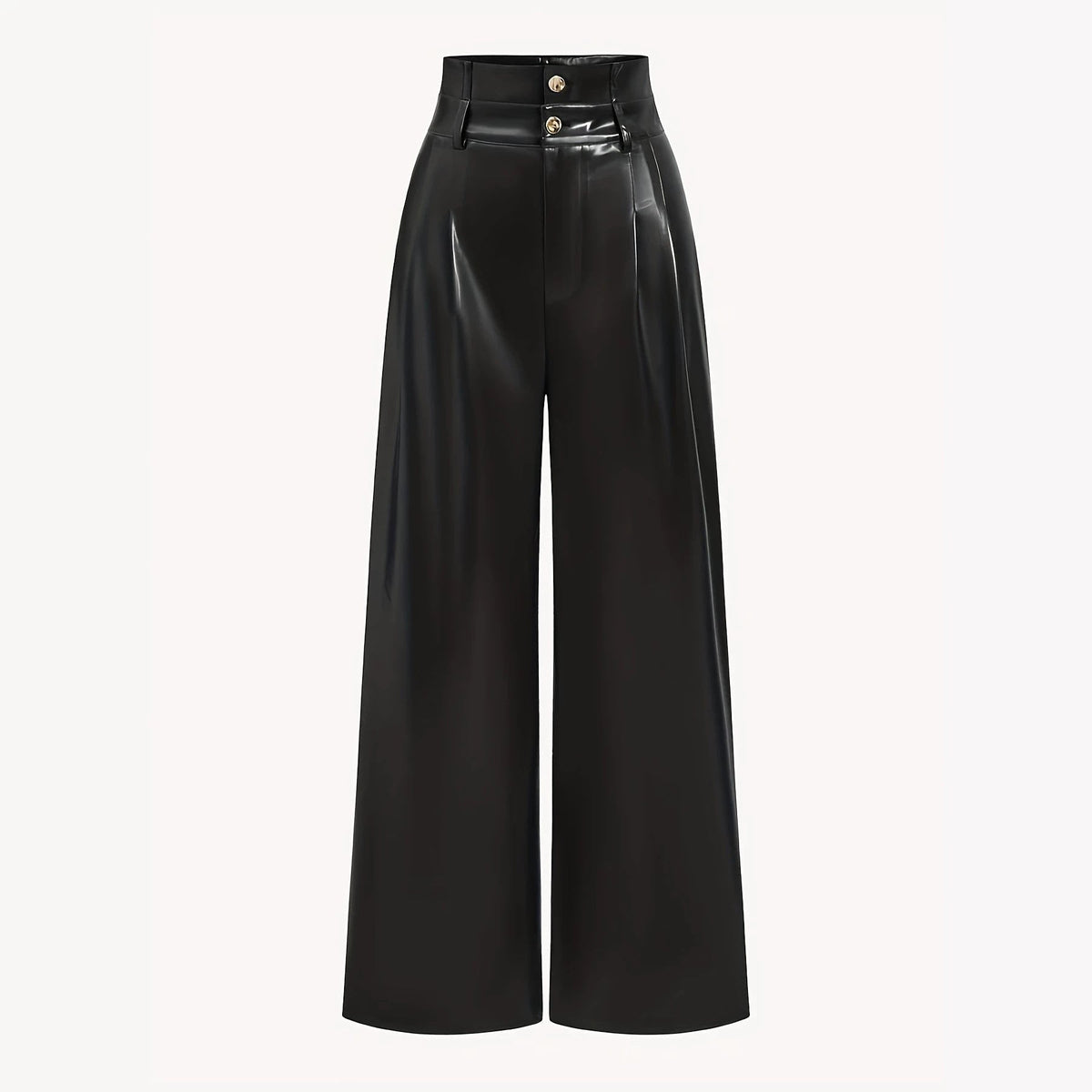 Lederhose aus Kunstleder mit hohem Bund und weitem Bein für Damen