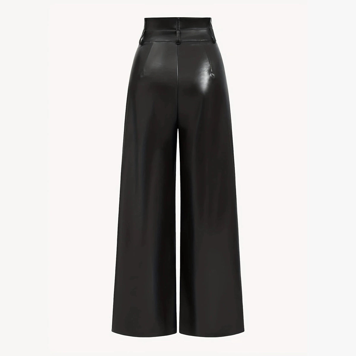 Lederhose aus Kunstleder mit hohem Bund und weitem Bein für Damen