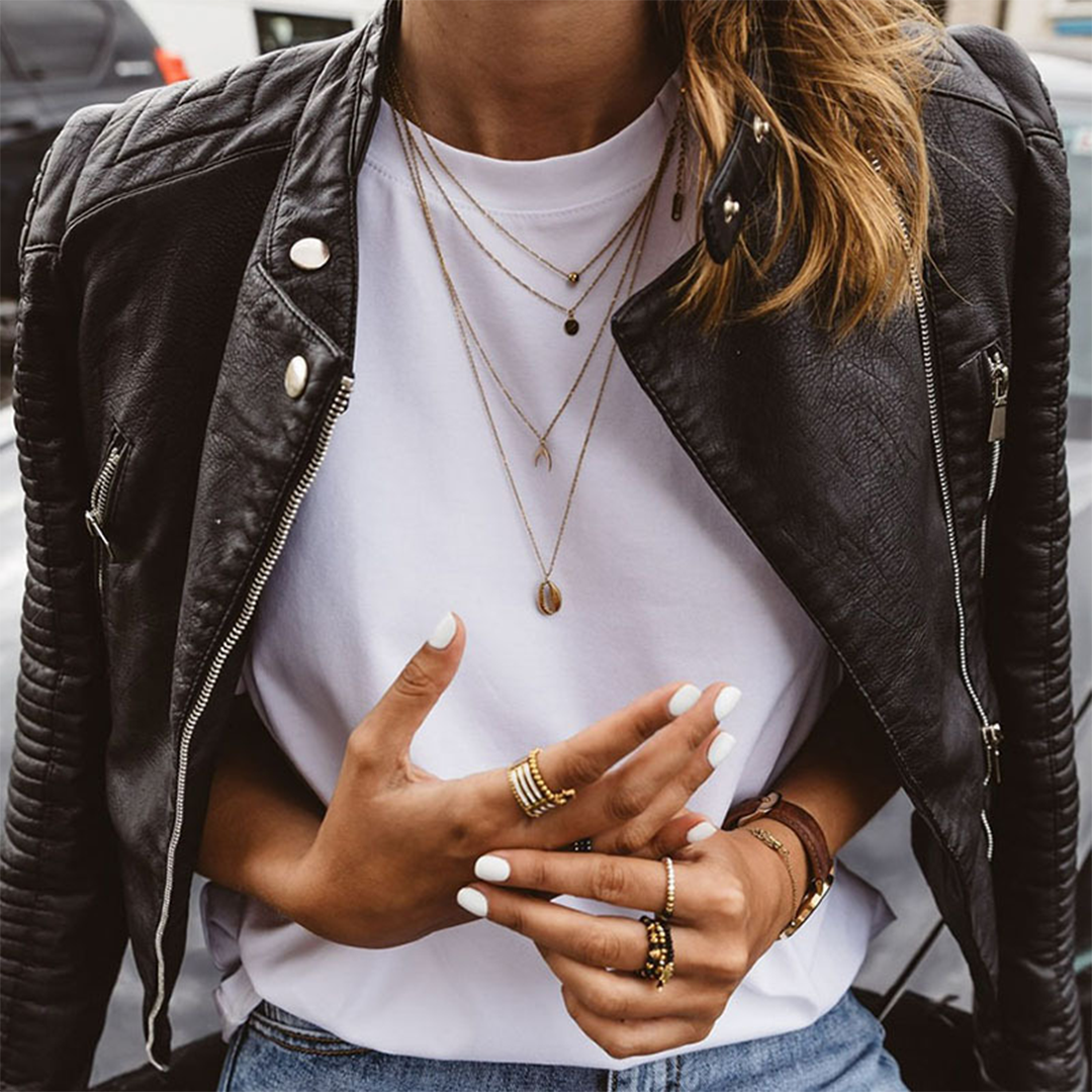 Lederjacke mit schlichtem Design für Damen