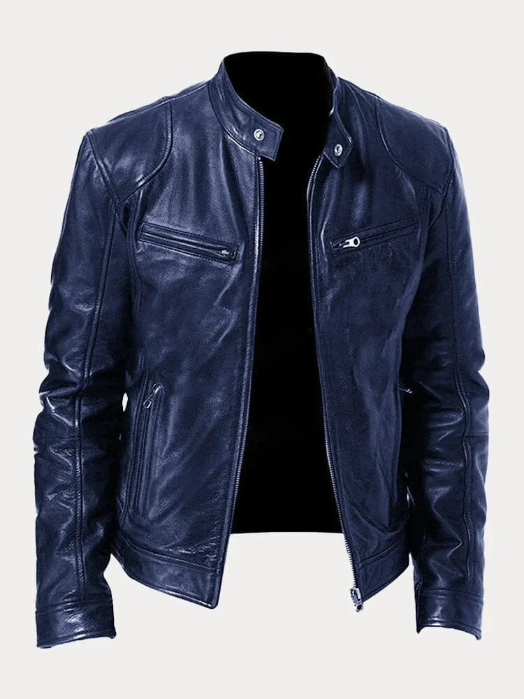 Lederjacke mit Taschen und verstellbaren Bündchen für Herren