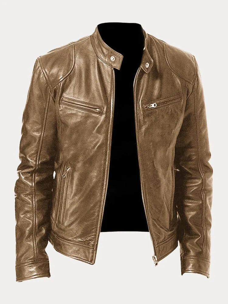 Lederjacke mit Taschen und verstellbaren Bündchen für Herren