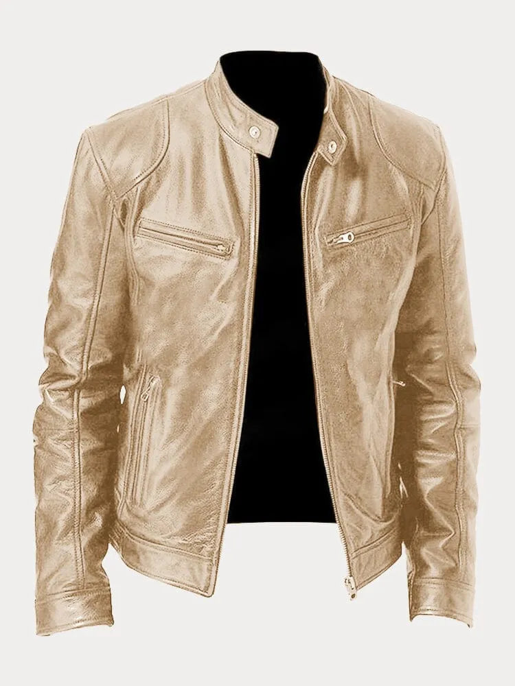 Lederjacke mit Taschen und verstellbaren Bündchen für Herren
