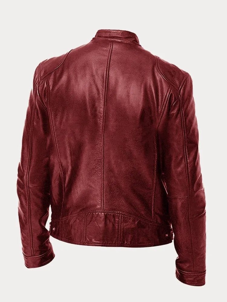 Lederjacke mit Taschen und verstellbaren Bündchen für Herren