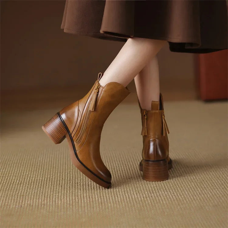 Lederstiefel mit Innenfutter und Fußbett für Damen