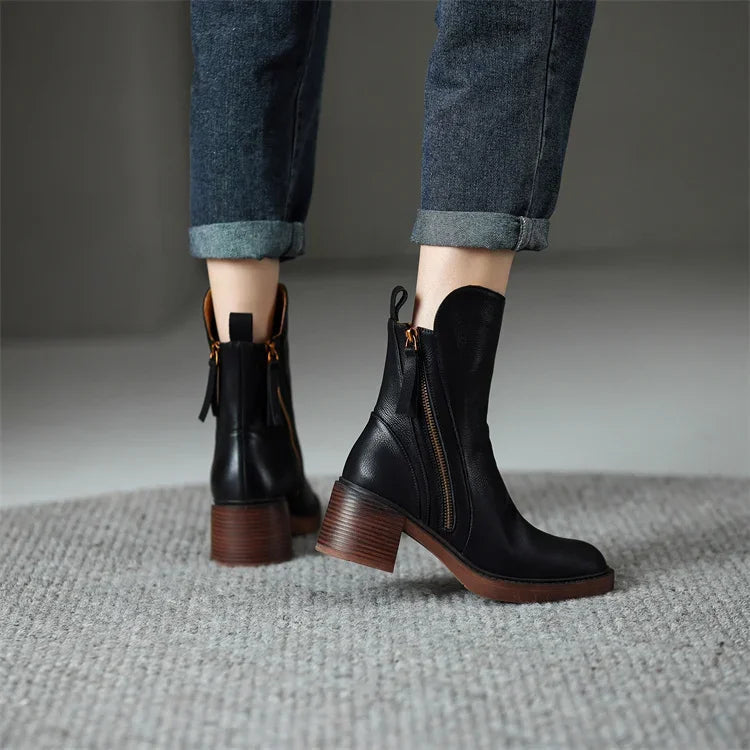Lederstiefel mit Innenfutter und Fußbett für Damen