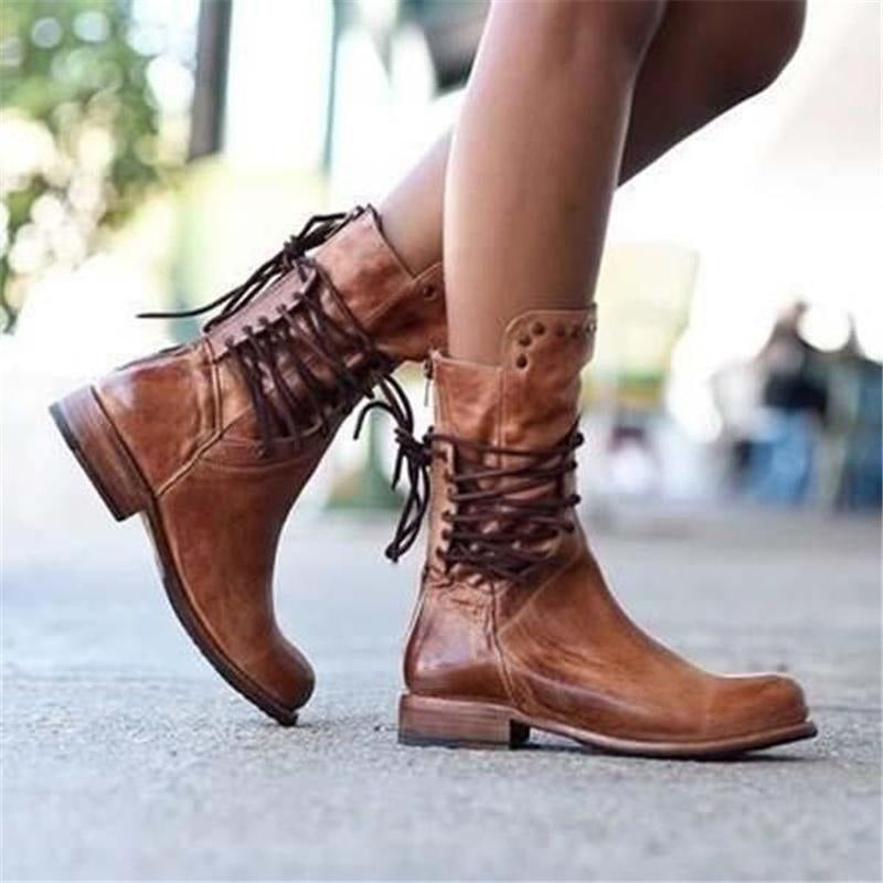 Lederstiefel mit Schnürung und klassischer Form für Damen
