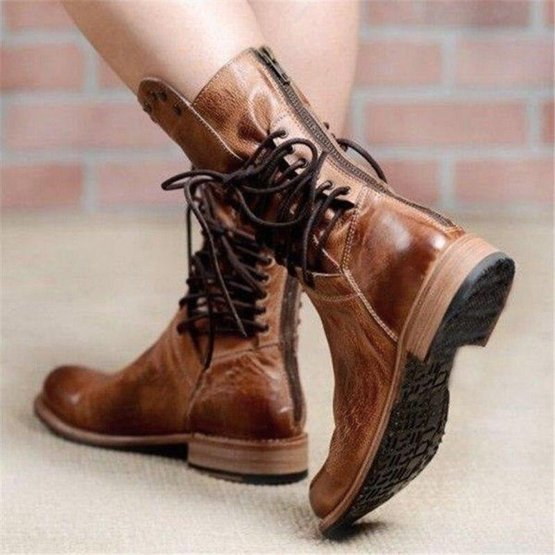 Lederstiefel mit Schnürung und klassischer Form für Damen