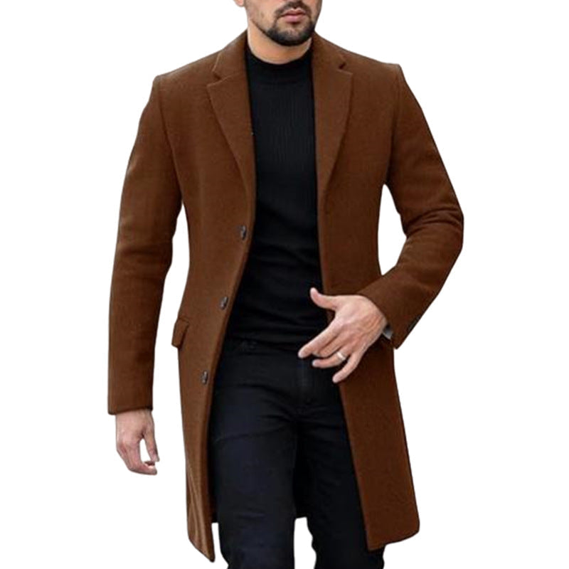 Mantel lang mit schmaler Passform für Herren - Braun