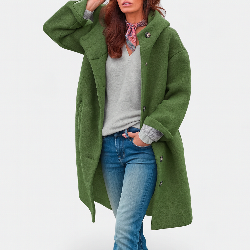 Mantel mit Kapuze und lockerem Schnitt für Damen