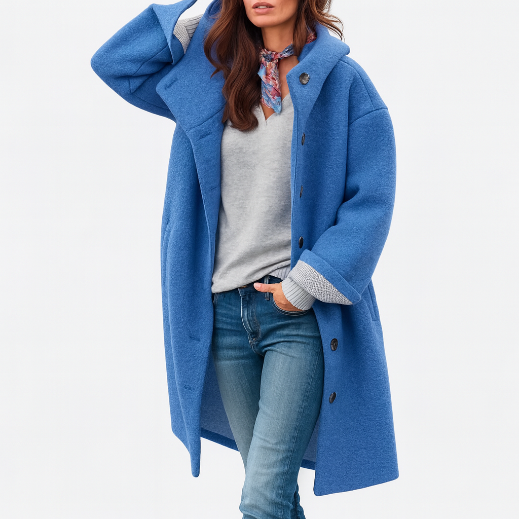 Mantel mit Kapuze und lockerem Schnitt für Damen