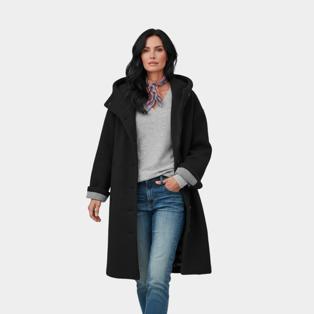 Mantel mit Kapuze und lockerem Schnitt für Damen