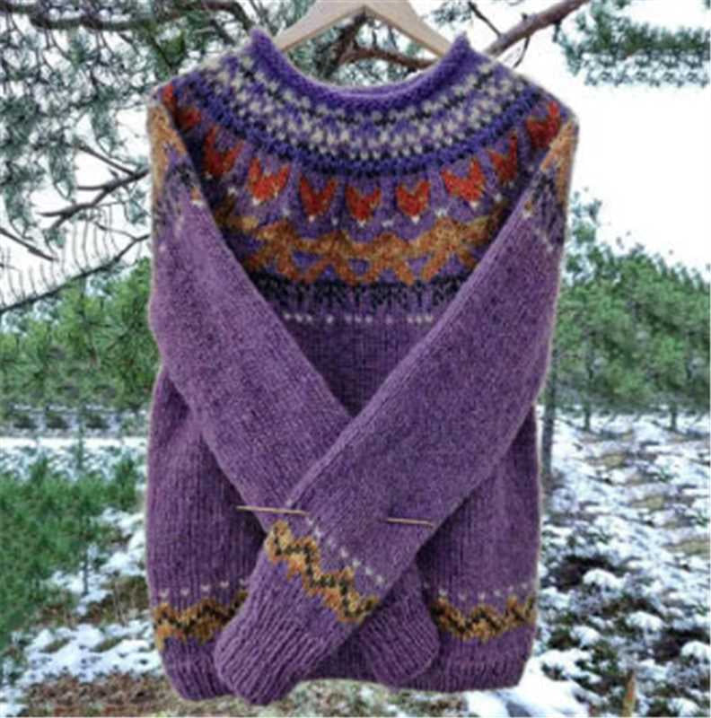 Norweger Pullover mit Fair-Isle-Muster und Rundhals für Damen