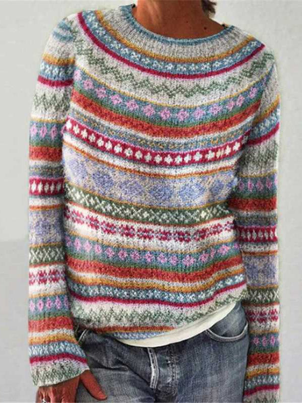 Norweger Pullover mit Fair-Isle-Muster und Rundhals für Damen