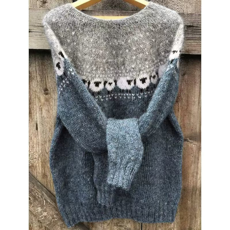 Norweger Pullover mit Fair-Isle-Muster und Rundhals für Damen
