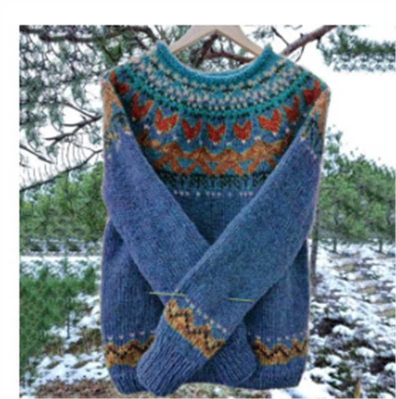 Norweger Pullover mit Fair-Isle-Muster und Rundhals für Damen
