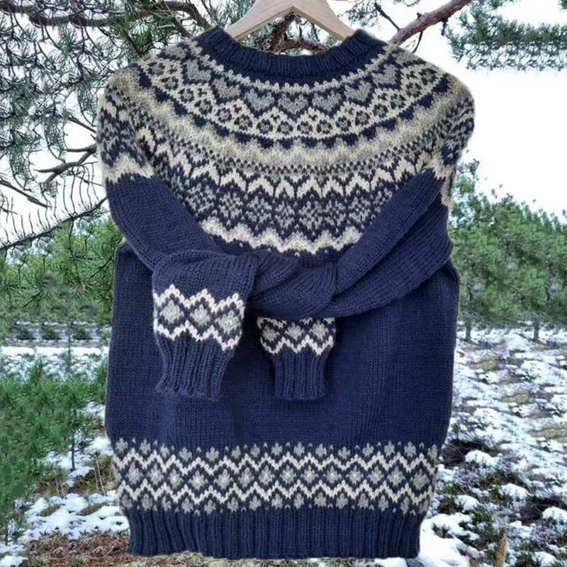 Norweger Pullover mit Fair-Isle-Muster und Rundhals für Damen