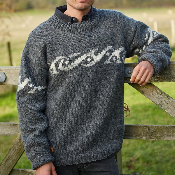 Norweger Pullover mit Jacquard und Rundhals für Herren