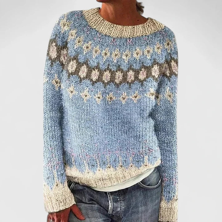 Norweger Pullover mit Rundpasse und Rundhalsausschnitt für Damen