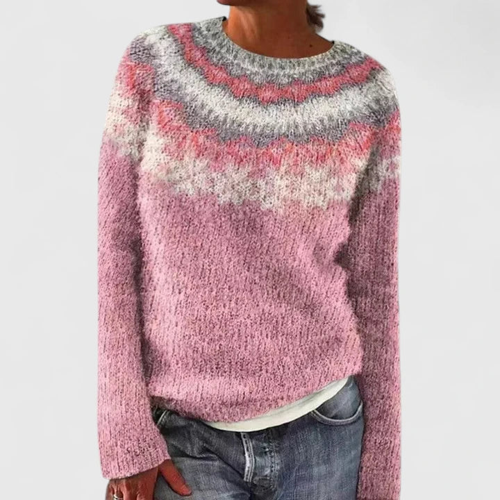 Norweger Pullover mit Rundpasse und Rundhalsausschnitt für Damen
