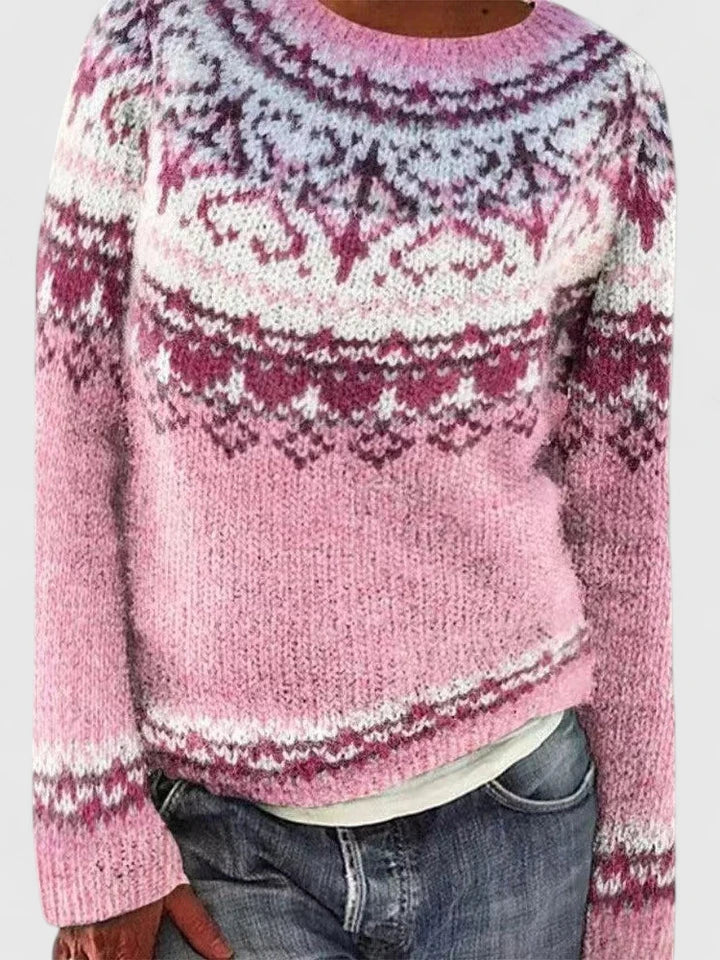 Norweger Pullover mit Rundpasse und Rundhalsausschnitt für Damen