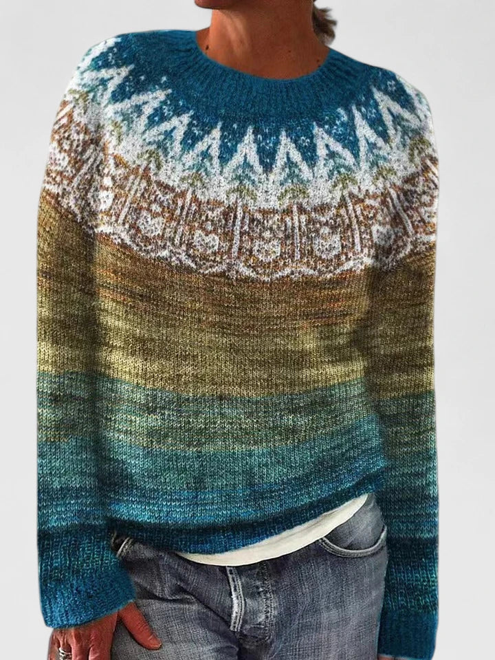 Norweger Pullover mit Rundpasse und Rundhalsausschnitt für Damen