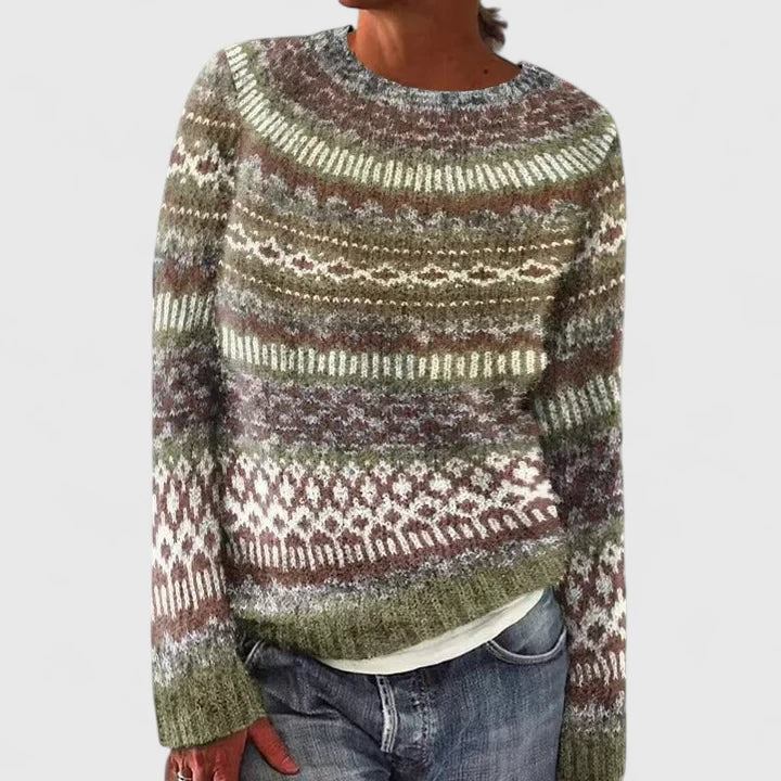 Norweger Pullover mit Rundpasse und Rundhalsausschnitt für Damen