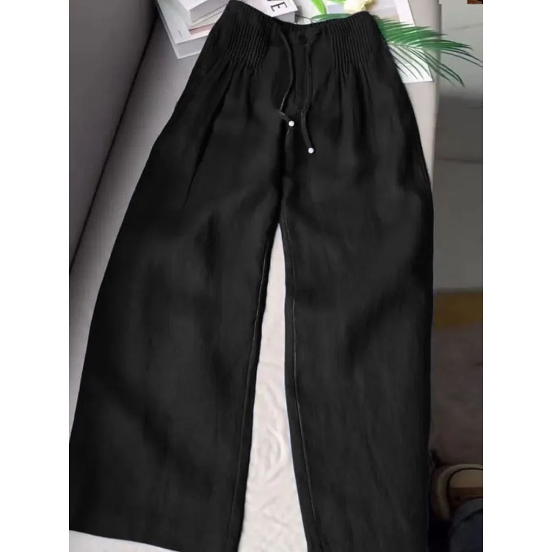 Weite Hose mit Falten und Kordelzug für Damen