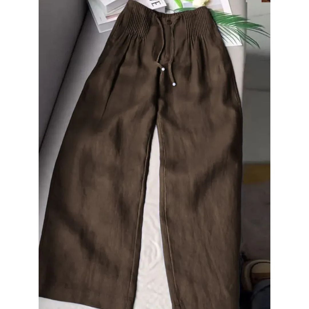 Weite Hose mit Falten und Kordelzug für Damen