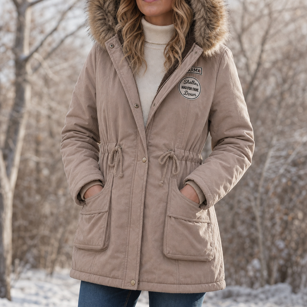 Parka mit geradem Schnitt und Kapuze für Damen
