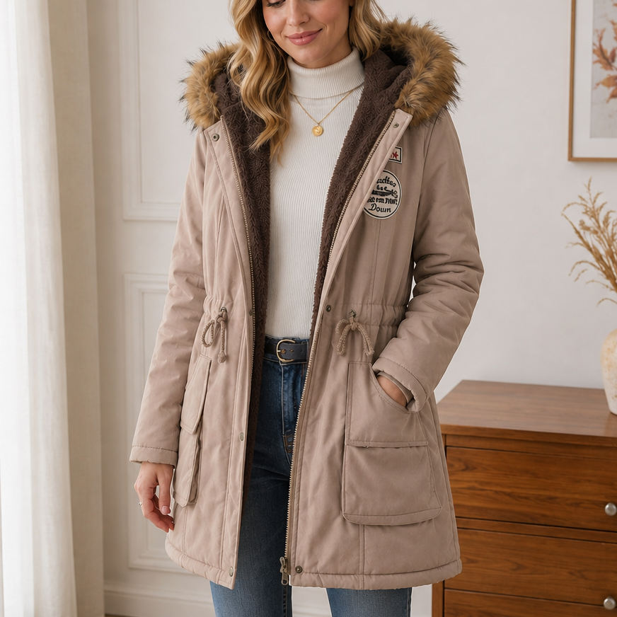 Parka mit geradem Schnitt und Kapuze für Damen